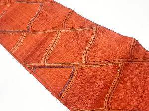 リサイクル　手織り真綿紬瓦模様織出し名古屋帯